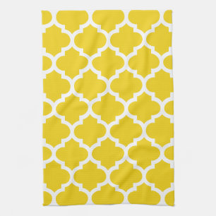 Quatrefoil Lemon Yellow Kitchen Towels Theedoek