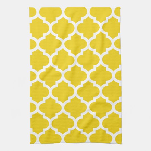 Quatrefoil Lemon Yellow Kitchen Towels Theedoek (Verticaal)