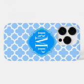 Quatrefoil Licht Blauw en Wit Patroon Monogram Case-Mate iPhone Case (Achterkant (horizontaal))