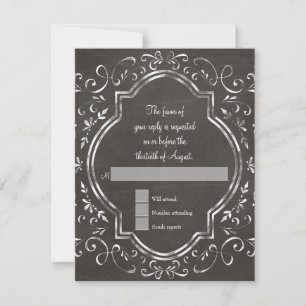 Quatrefoil Lijst Script Swirl Chalkboard RSVP