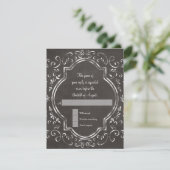 Quatrefoil Lijst Script Swirl Chalkboard RSVP Kaartje (Staand voorkant)
