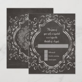 Quatrefoil Lijst Script Swirl Chalkboard RSVP Kaartje (Voorkant / Achterkant)