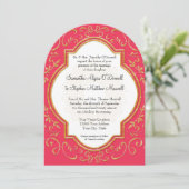 Quatrefoil Lijst Script Swirl Gold Glitter Formele Kaart (Staand voorkant)