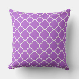 Quatrefoil Lila Paarse Witte Lattice Cool Cotton Kussen