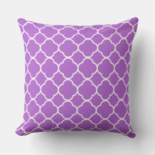 Quatrefoil Lila Paarse Witte Lattice Cool Cotton Kussen