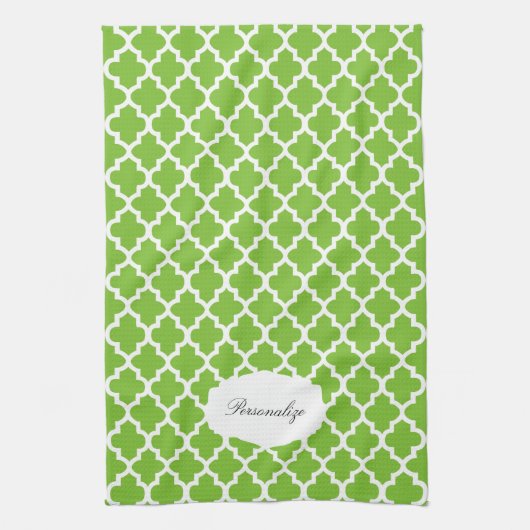 Quatrefoil Lime Green & White | DIY-kleur Theedoek (Verticaal)