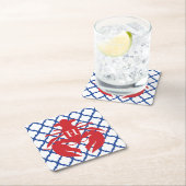 Quatrefoil Lobster Monogram Paper Onderzetters (Insitu)