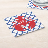 Quatrefoil Lobster Monogram Paper Onderzetters (Schuin)