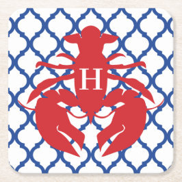 Quatrefoil Lobster Monogram Paper Onderzetters