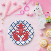 Quatrefoil Lobster Monogram Party Borden Papieren Bordje (Feest)