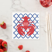 Quatrefoil Lobster Monogram Party Napkins Servet (Insitu)