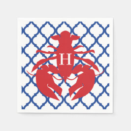 Quatrefoil Lobster Monogram Party Napkins Servet