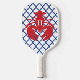 Quatrefoil Lobster Monogram Pickleball Paddle