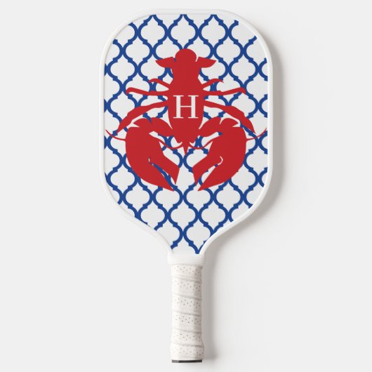 Quatrefoil Lobster Monogram Pickleball Paddle (Voorkant)