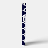 Quatrefoil marineblauw en wit patroon monogram Case-Mate iPhone case (Achterkant / Rechts)