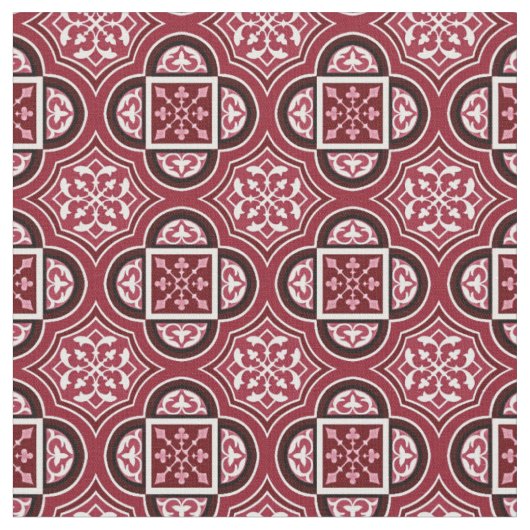 Quatrefoil Marsala Red Fabric 2 Stof (Close Up)