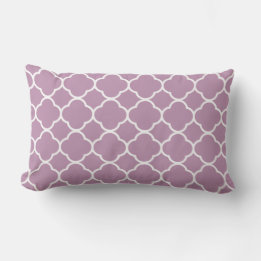 Quatrefoil Mauve Paarse Witte Decor Trendy Lattice Buitenkussen