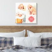 Quatrefoil Monogram Baby Foto Collage Nursery Art Canvas Afdruk (Insitu (Slaapkamer))