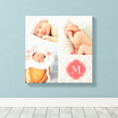 Quatrefoil Monogram Baby Foto Collage Nursery Art Canvas Afdruk (Insitu (Houten vloer))