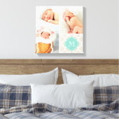 Quatrefoil Monogram Baby Foto Collage Nursery Art Canvas Afdruk (Insitu (Slaapkamer))