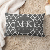 Quatrefoil Monogrammed Bruiloft Grijs en Wit V2 Kussen (Deken)