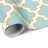 Quatrefoil Moroccan Elegant Gold Blauwgroen Blue P Cadeaupapier (Rol Hoek)