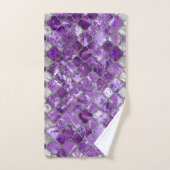 Quatrefoil Moroccan Pattern Amethyst and Silver Bad Handdoek (Handdoek)