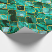 Quatrefoil Moroccan Pattern Green Malachite Cadeaupapier (Hoek)