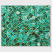 Quatrefoil Moroccan Pattern Green Malachite Cadeaupapier (Vlak)
