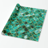 Quatrefoil Moroccan Pattern Green Malachite Cadeaupapier (Uitgerold)