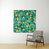 Quatrefoil Moroccan Pattern Malachite and gold Wandkleed (In Situ (horizontaal))