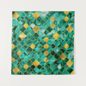 Quatrefoil Moroccan Pattern Malachite and gold Wandkleed (Voorkant)