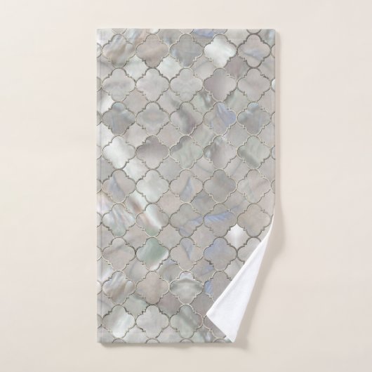 Quatrefoil Moroccan Pattern Moeder van Pearl Bad Handdoek (Handdoek)