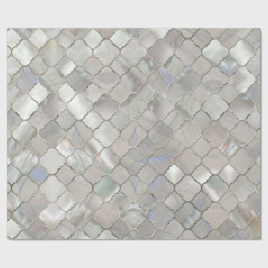 Quatrefoil Moroccan Pattern Moeder van Pearl Cadeaupapier (Vlak)