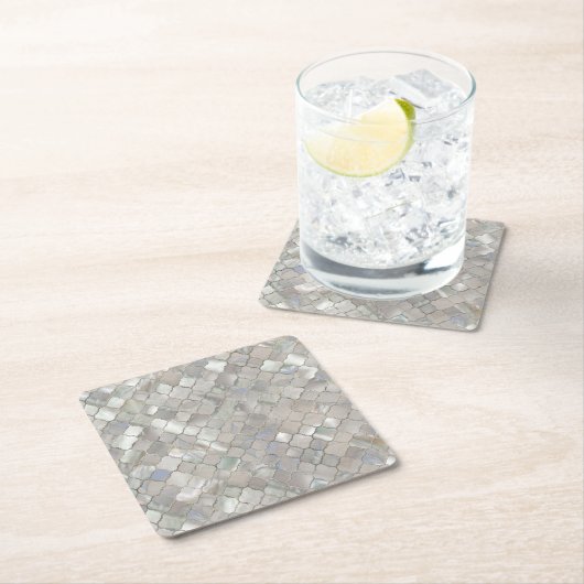 Quatrefoil Moroccan Pattern Moeder van Pearl Kartonnen Onderzetters (Insitu)