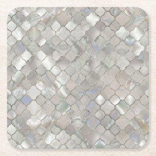 Quatrefoil Moroccan Pattern Moeder van Pearl Kartonnen Onderzetters