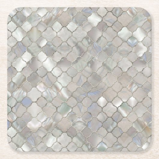 Quatrefoil Moroccan Pattern Moeder van Pearl Kartonnen Onderzetters (Voorkant)