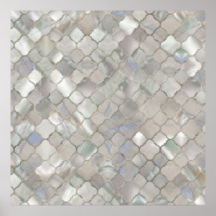 Quatrefoil Moroccan Pattern Moeder van Pearl Poster