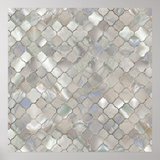 Quatrefoil Moroccan Pattern Moeder van Pearl Poster (Voorkant)