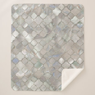 Quatrefoil Moroccan Pattern Moeder van Pearl Sherpa Deken