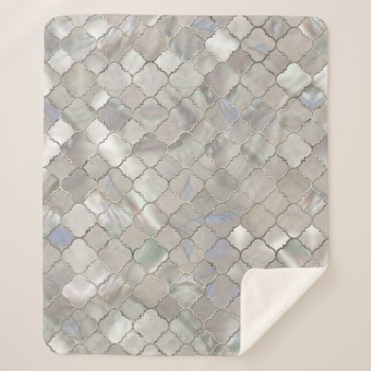 Quatrefoil Moroccan Pattern Moeder van Pearl Sherpa Deken (Voorkant)