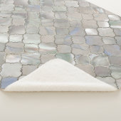 Quatrefoil Moroccan Pattern Moeder van Pearl Sherpa Deken (3/4)