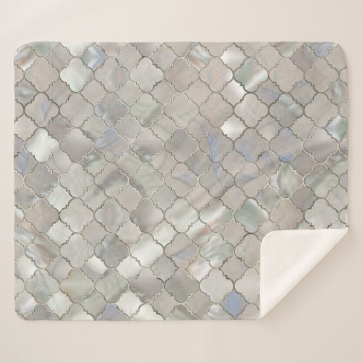 Quatrefoil Moroccan Pattern Moeder van Pearl Sherpa Deken (Voorkant (horizontaal))