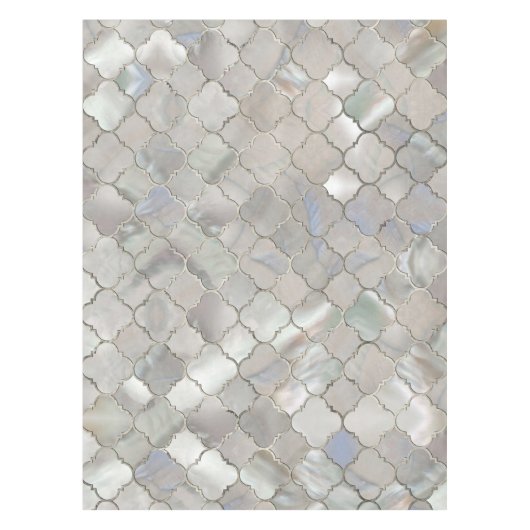 Quatrefoil Moroccan Pattern Moeder van Pearl Tafelkleed (Voorkant)