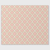 Quatrefoil Moroccan roze koraal Classy Pattern Cadeaupapier (Vlak)