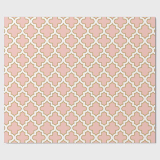 Quatrefoil Moroccan roze koraal Classy Pattern Cadeaupapier (Vlak)