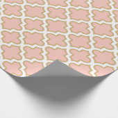 Quatrefoil Moroccan roze koraal Classy Pattern Cadeaupapier (Hoek)
