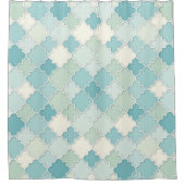 Quatrefoil Motif in Pastel Blauwgroen en Seafoam G Douchegordijn (Voorkant)