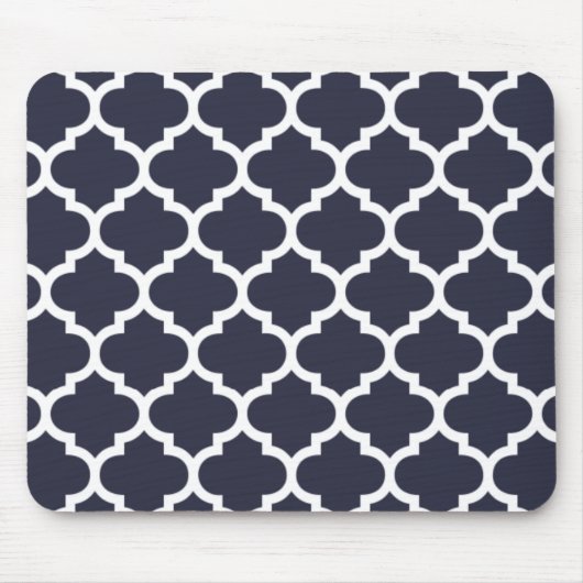 Quatrefoil Navy Blue Muismat (Voorkant)