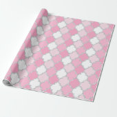 Quatrefoil Net Wit Zilver Art Deco VIP Cadeaupapier (Uitgerold)